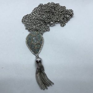 VTG Tasseled Pendant with blue rhinestones.